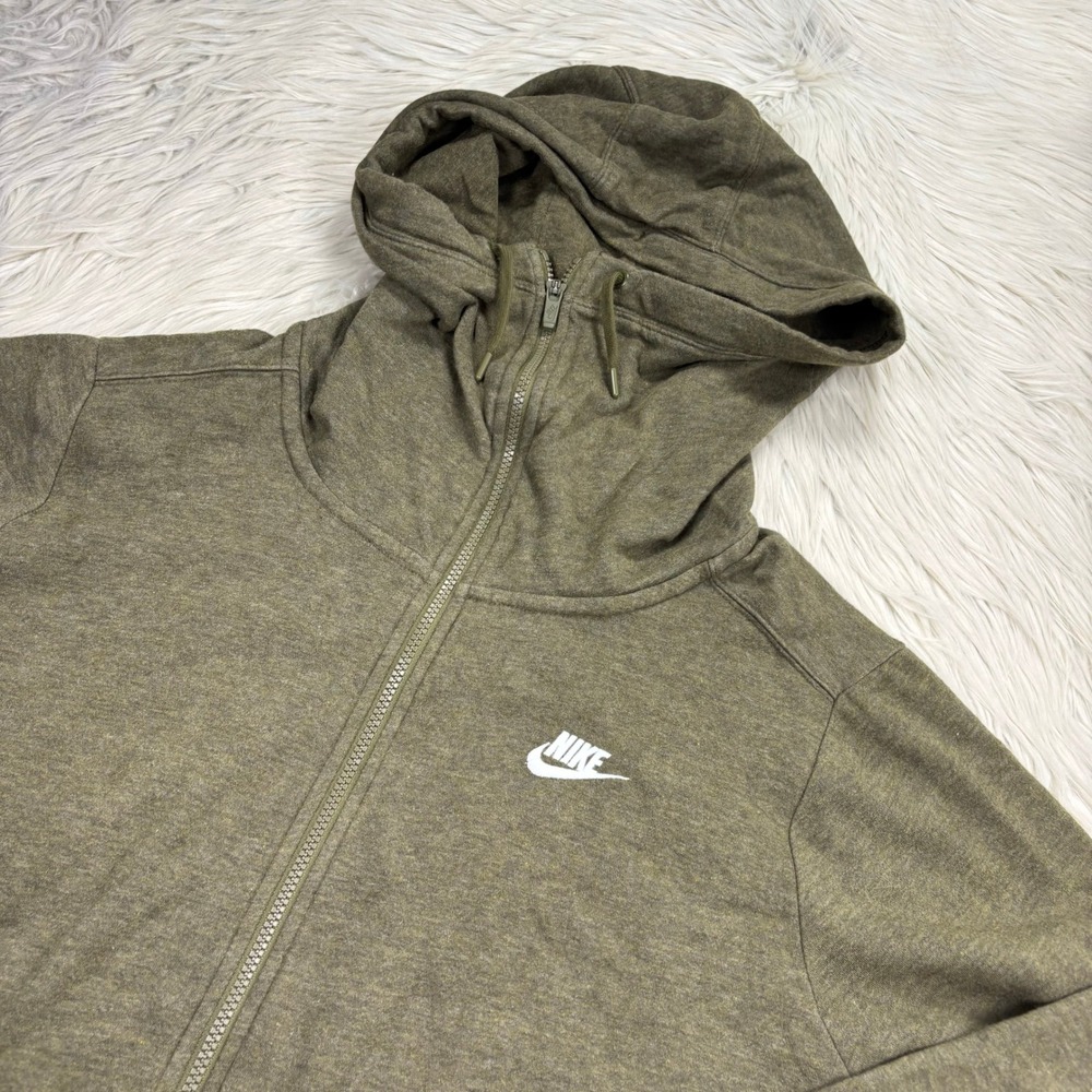Nike Women's 2X Olive Green Funnel Neck Zip Front Hoodie Lounge Athleisure - Picture 2 of 6